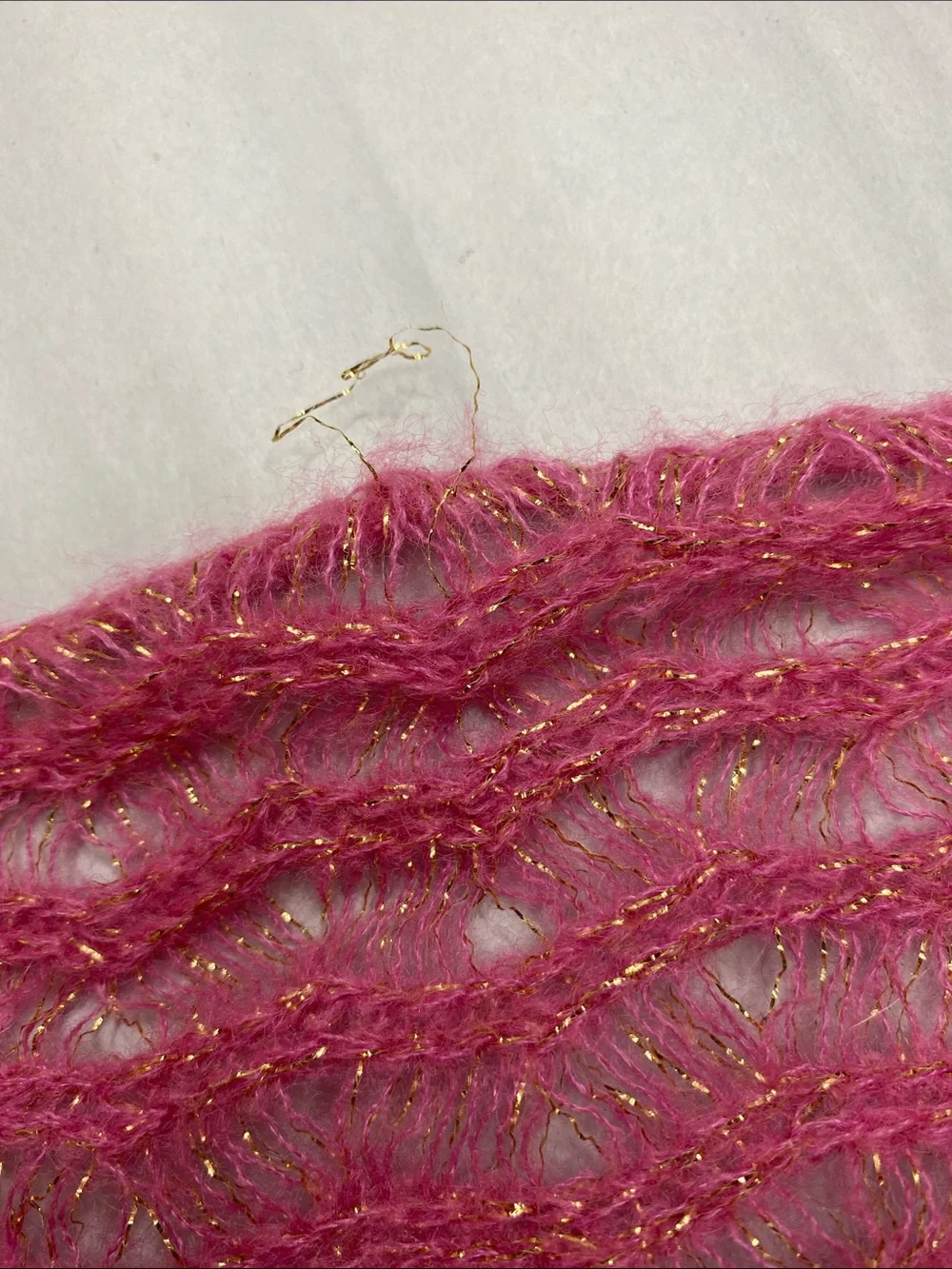 Nordstrom Made in Italy Pink Kid Mohair Metallic Open Knit Scarf 82”
